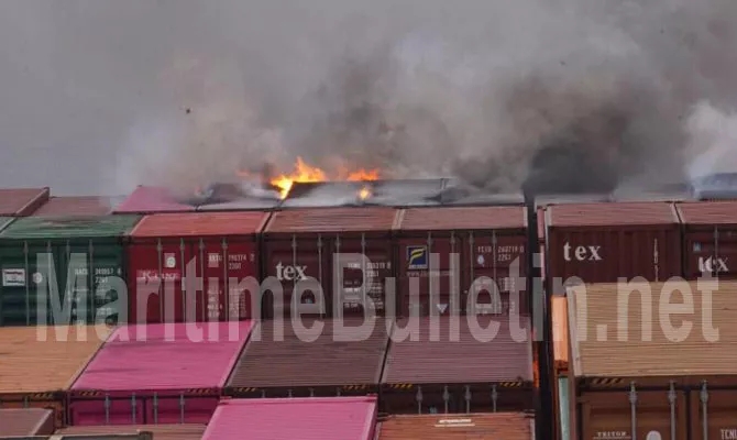 大火致260个货柜全损，460个不同程度受损，5月21日终于开始卸货了